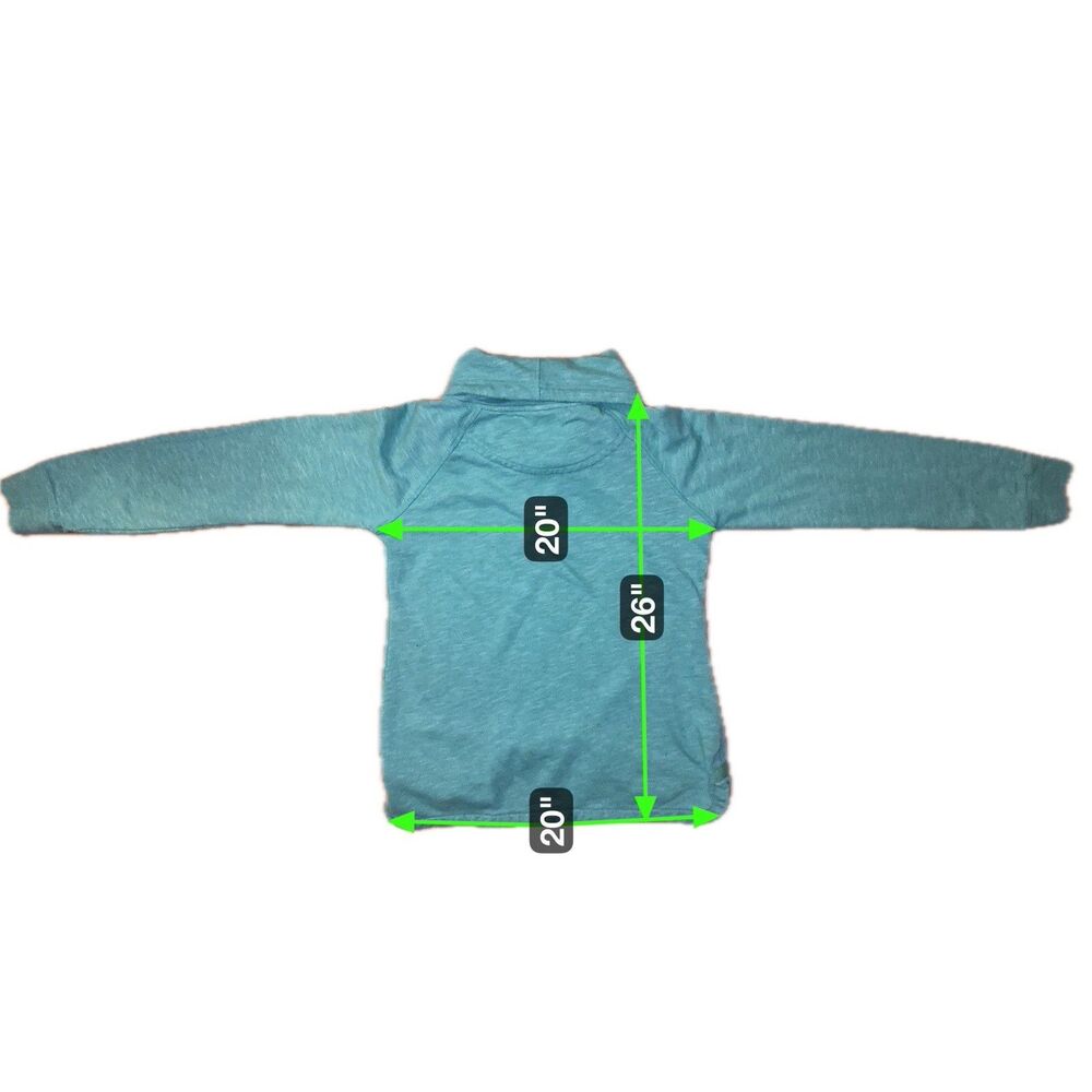 THE BLACK DOG Chappy Cowl Neck Pullover Sweatshirt S Teal Heather Drawstring MV - Picture 8 of 8